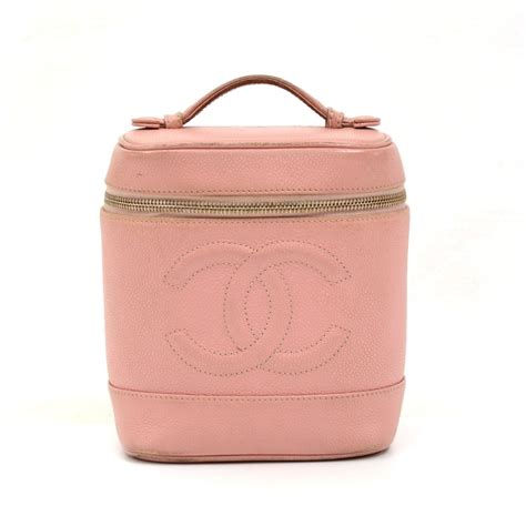 chanel pink vintage vanity cosmetic bag|second hand Chanel vanity bags.